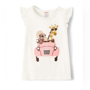 Gymboree Girls Embroidered Animal Car Top - Safari - Snow 12